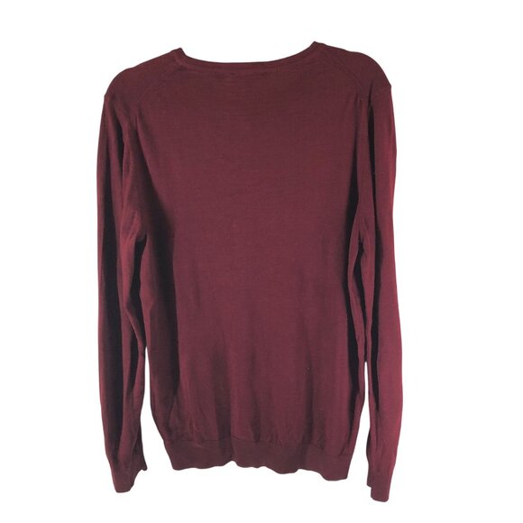 Jared Lang Mens Sweater Wool Blend Crew Neck Burgundy M - Picture 2 of 4